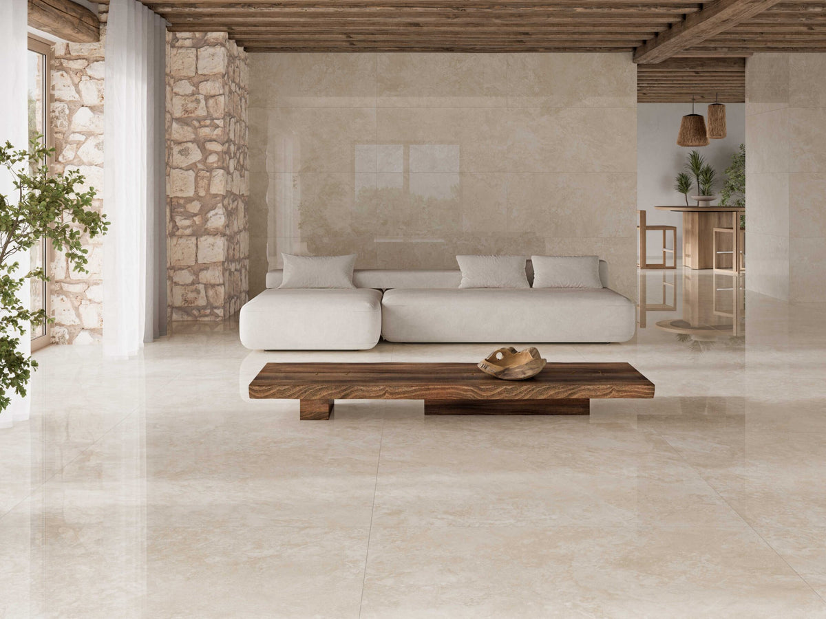 Bodenfliese Montclair Ivory Hochglanz 60x60 cm