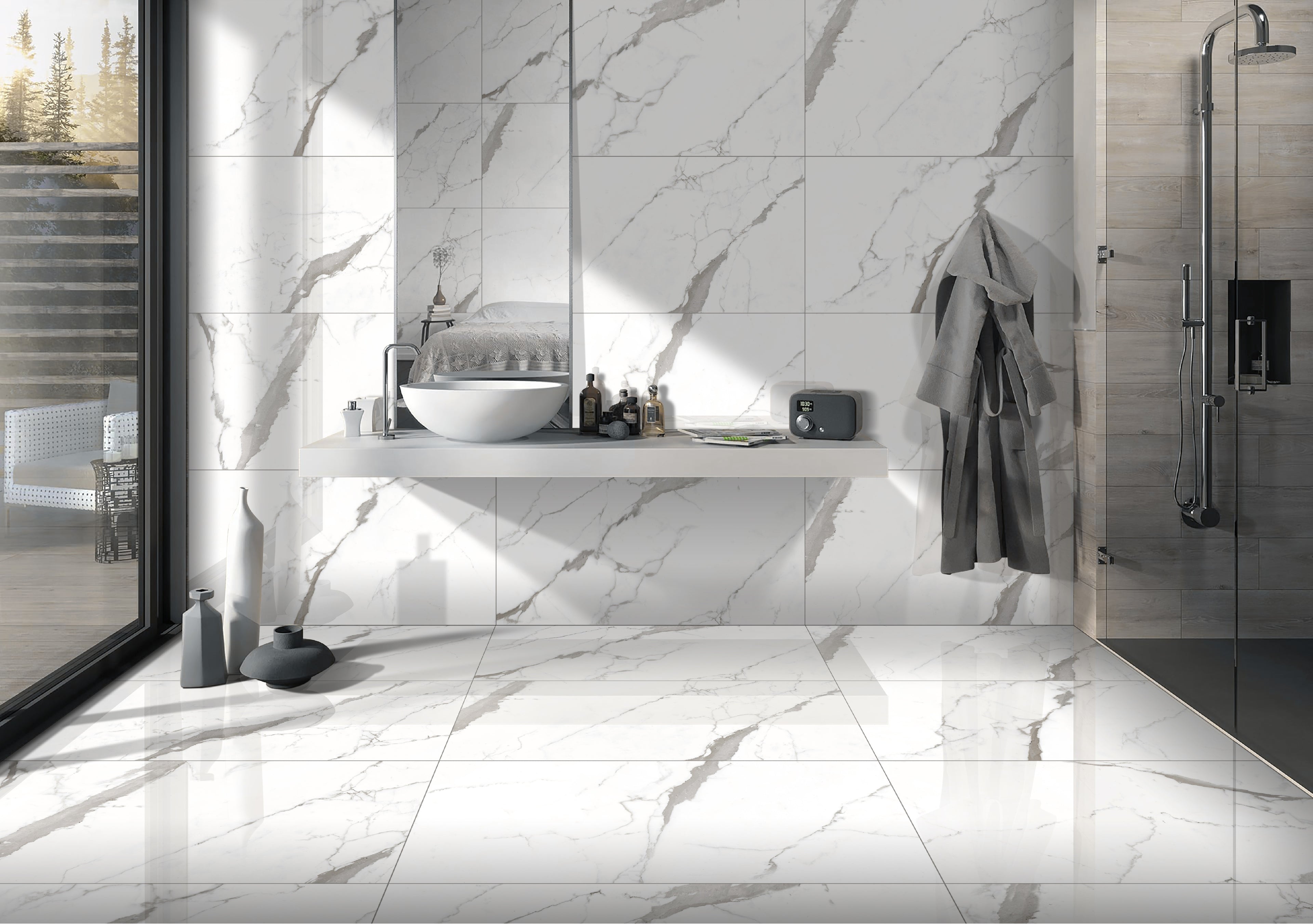 Bodenfliese Satvario Fancy Grey hochglanz 120x60 cm