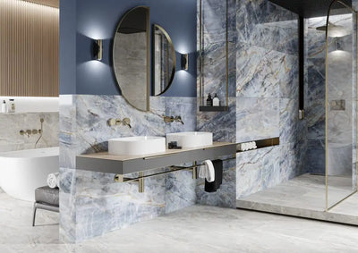 Bodenfliese Brazilian Quartzite Blau Polished – Textur